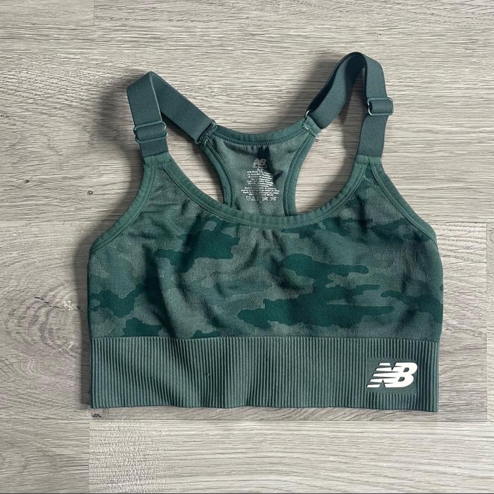 New Balance Dark Green Camo Sports Bra